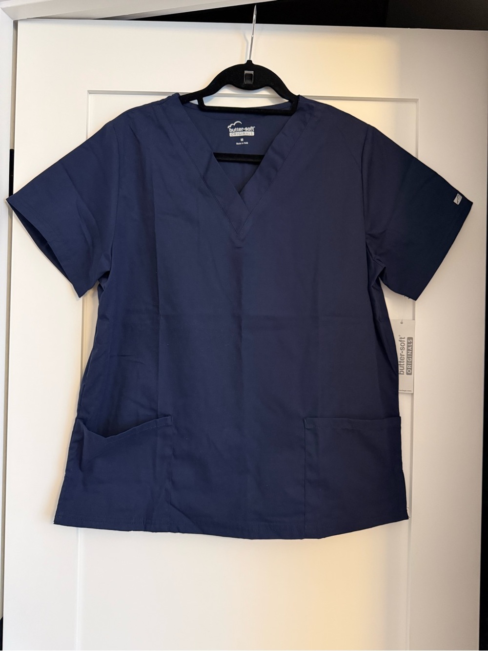 Butter Navy V-Neck Short Sleeve Scrub Top